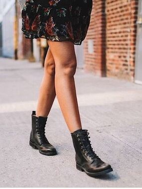 Women’s Frye Veronica Combat Leather Black Boots